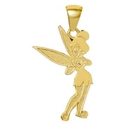 Disney Tinker Bell Pendant Necklace in 10KT Yellow Gold with Adjustable Chain