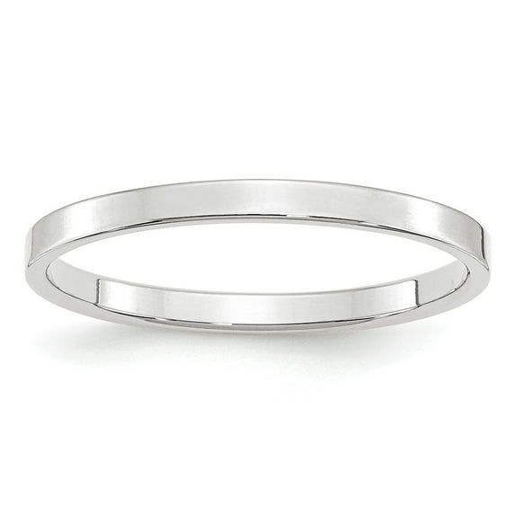 10KW 2mm LTW Flat Band Size 5 in 10k White Gold