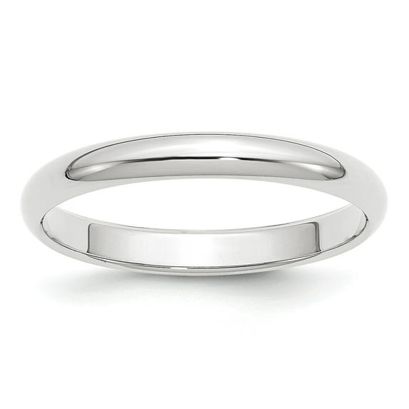 10KW 3mm Half Round Band Size 7.5 in 10k White Gold