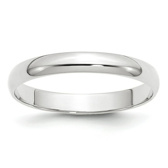 10KW 3mm LTW Half Round Band Size 9.5 in 10k White Gold