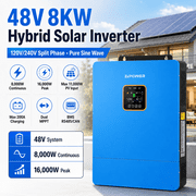 8000W 48V Pure Sine Wave Power Inverter, PVT High-Frequency Solar Inverter for Off-Grid Home/RV/Commercial Use, IP20 Waterproof, Overload Protection