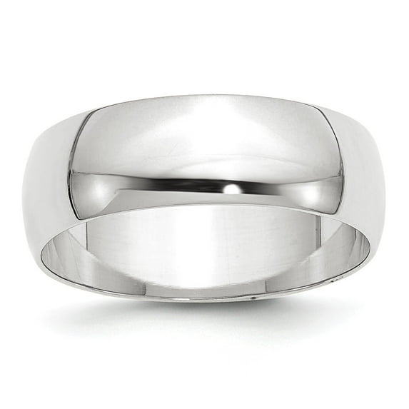 10KW 7mm LTW Half Round Band Size 11 in 10k White Gold