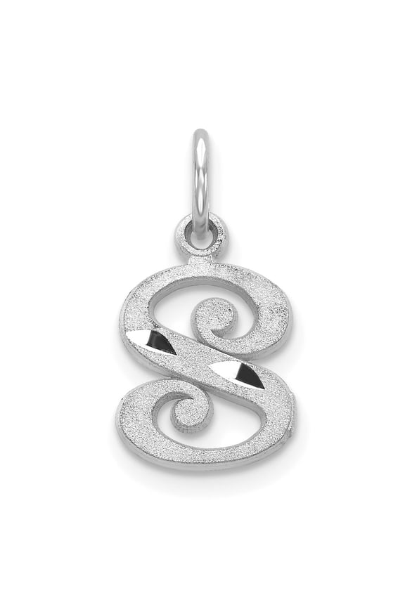 Finest Gold 10KW Diamond-cut Initial S Charm