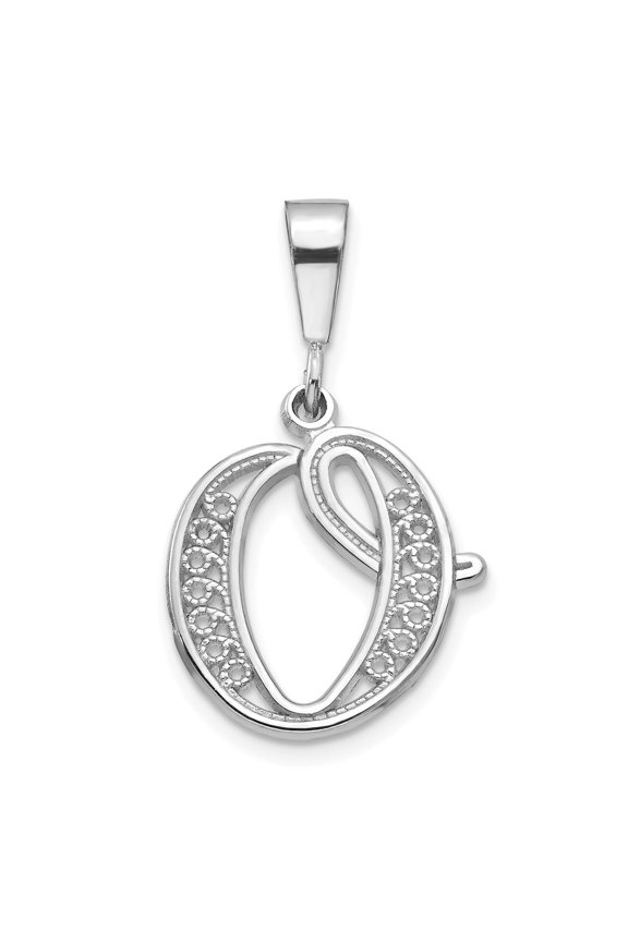 10KW Filigree Initial O Pendant