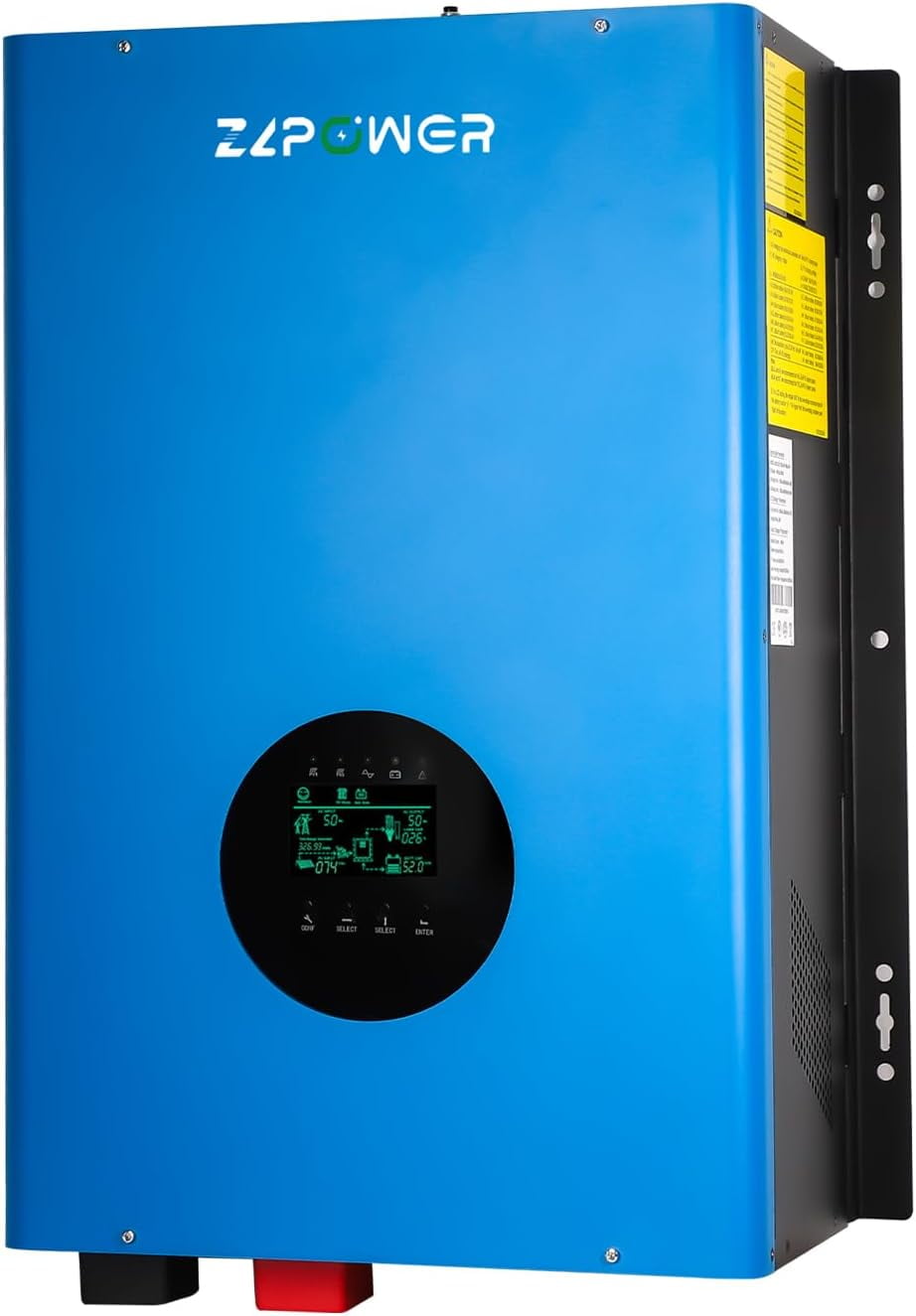 10KW Solar Hybrid Inverter Off Grid 110/220Vac Low Frequency DC 48V AC Input 240V AC Output 120V/240V Split Phase Pure Sine Wave Power Converter with 2x80A MPPT Charger Controller 10000W