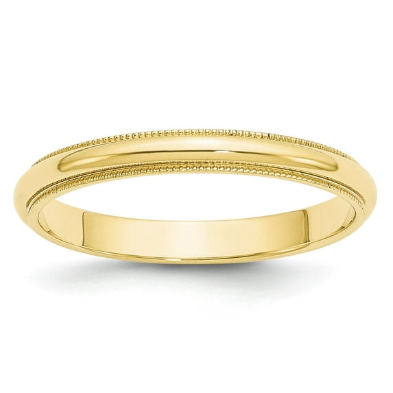 10KY 3mm Milgrain Half Round Band Size 10 in 10k Yellow Gold