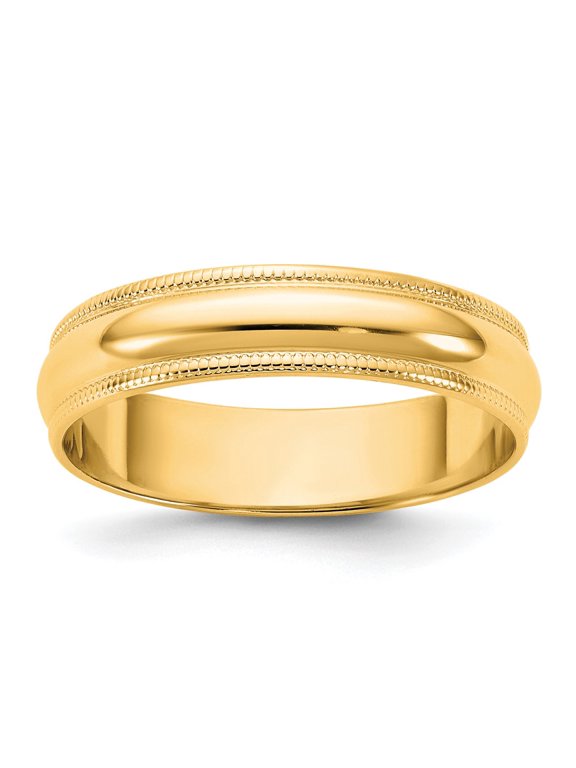 10KY 4.5mm LTW Milgrain Half Round Band Size 8
