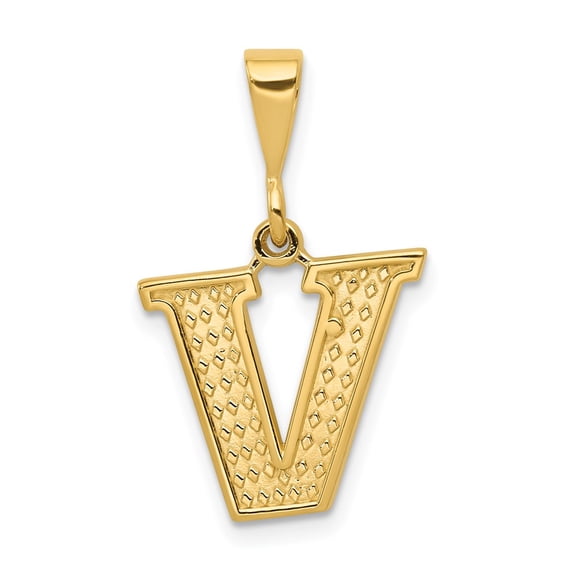 Finest Gold 10KY Initial V Pendant