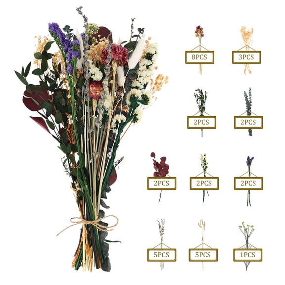 10Kinds of Natural Dried Flower Bouquet DIY Floral Arrangement with Eucalyptus Lavender Boho Wedding and Home Centerpiece Decoration Fall Table Decor