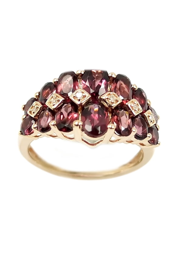 10Kt Rose Gold Rhodolite Garnet,Diamond Ring