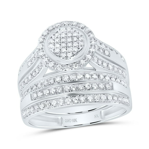 10Kt White Gold 3/4Ctw Natural Diamond Nk Fashion Round Trio Set, Womens Size: 7 / Mens Size: 10