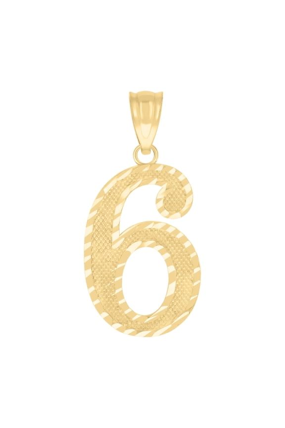 10Kt Yellow Gold Unisex Number 6 Charm Pendant