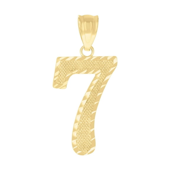 10kt Yellow Gold Unisex Number 7 Charm Pendant for Men Women