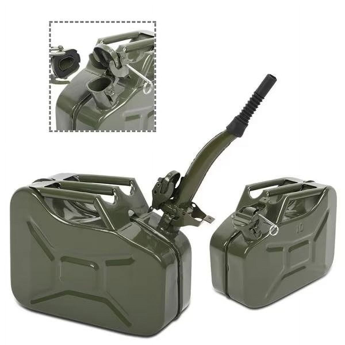 JINS \u0026 VICO, 10L Iron Gas Can Container Portable Fuel Oil Petrol Diesel Storage, Green