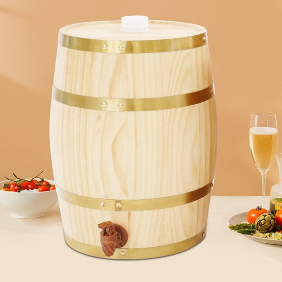 10L/2.6Gal Barrel Cask Wooden Storage Wine Brandy Whiskey Beer Dispenser Barrel
