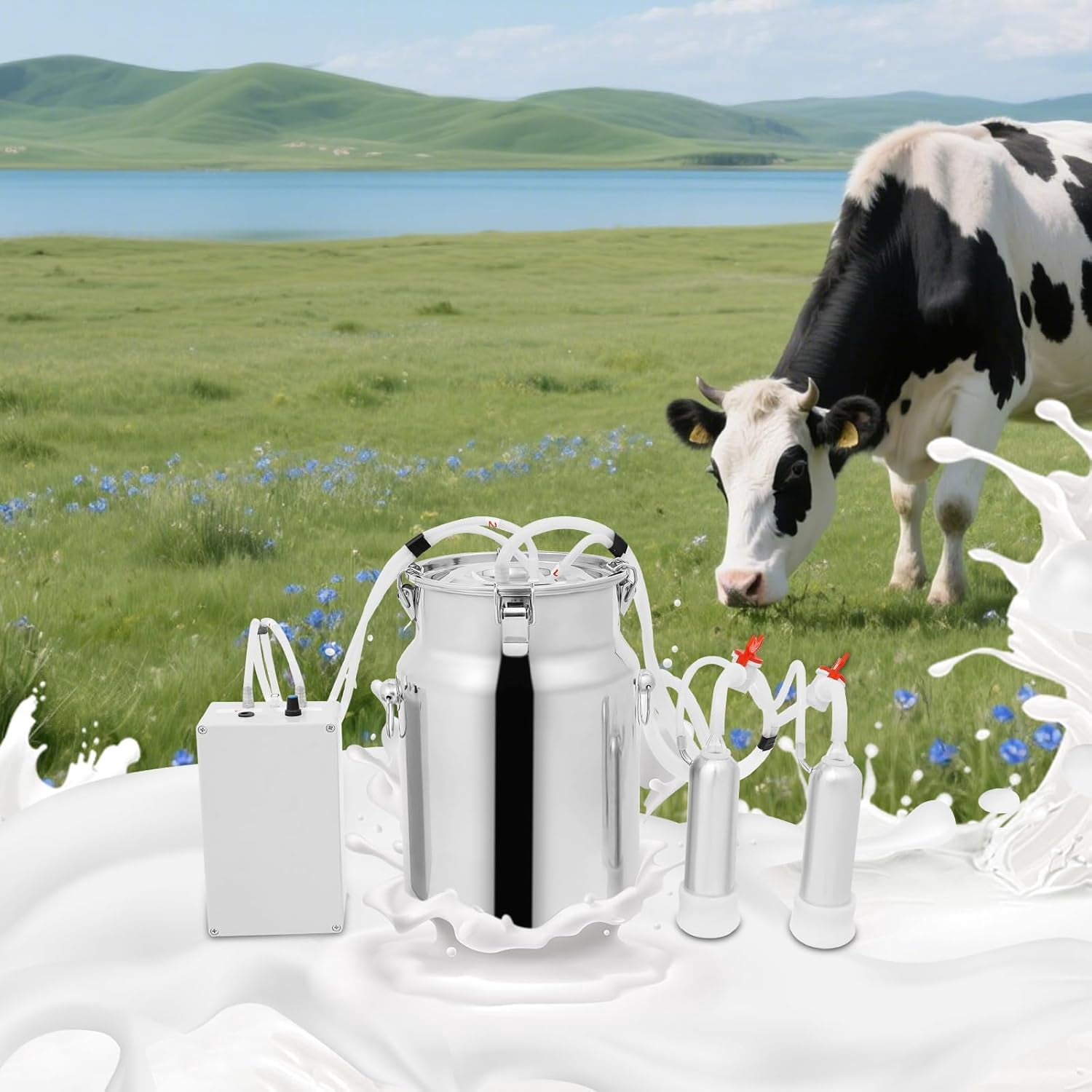 10L 2‑in‑1 Cow Milker Machine, Milking Machine for Cows and Goats with ...