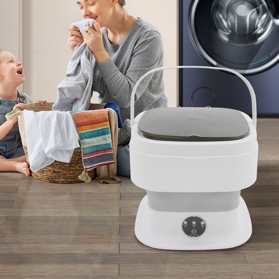 10L 40W Grey Free Standing Portable Washing Machine Foldable Washing Machine with Drain Basket