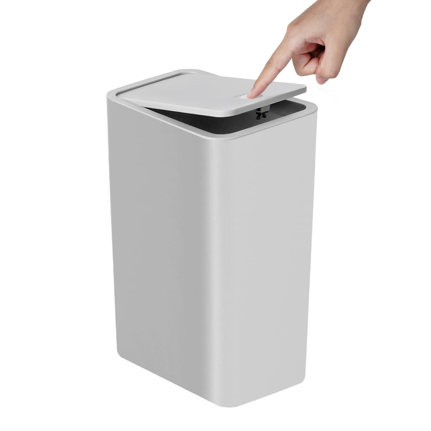 10L Bathroom Trash Can with Press Pop-Up Lid Plastic Small Waste Bin for Toilet Bedroom Living Room Compact Indoor Garbage Bin