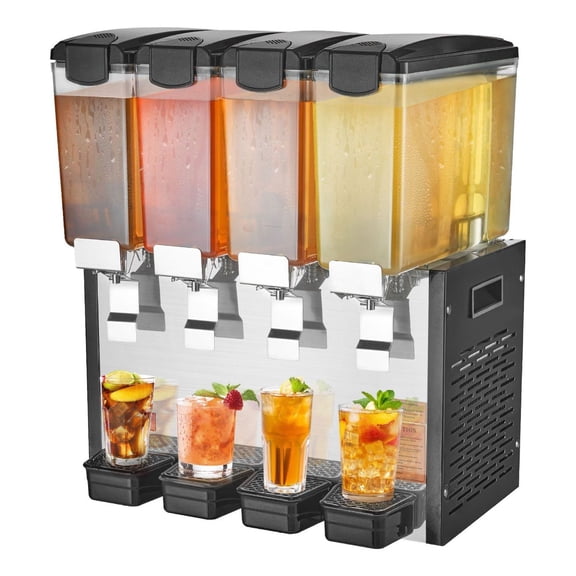 10L Beverage Dispenser 4 Pack - Cold Juice Drink Machine - Commercial Iced Drink Station with Stirring - Restaurant Hotel Bar