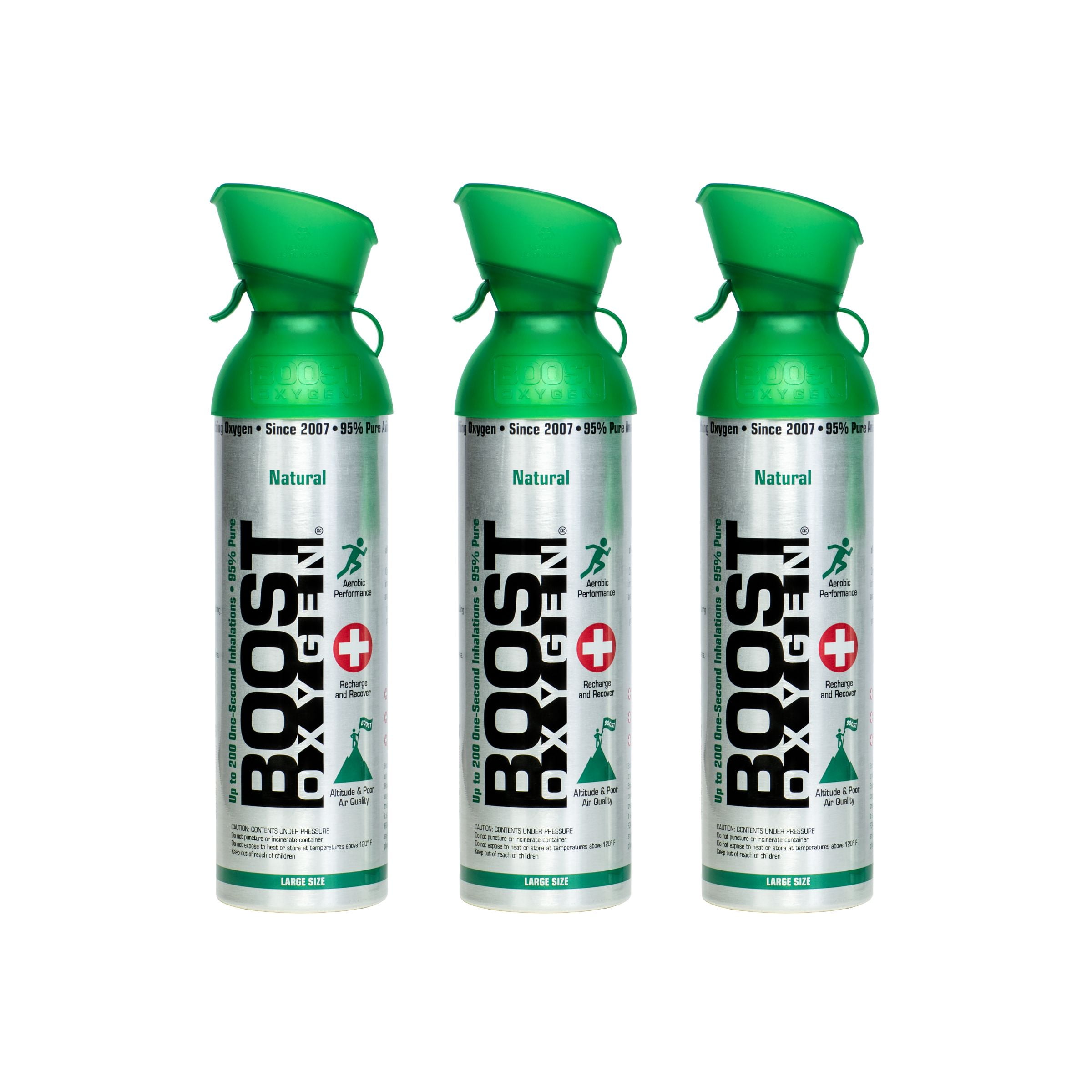 Boost Oxygen Natural Large 10 Liter 3 pack, Flavorless, Supplemental Canned Oxygen, Model 711