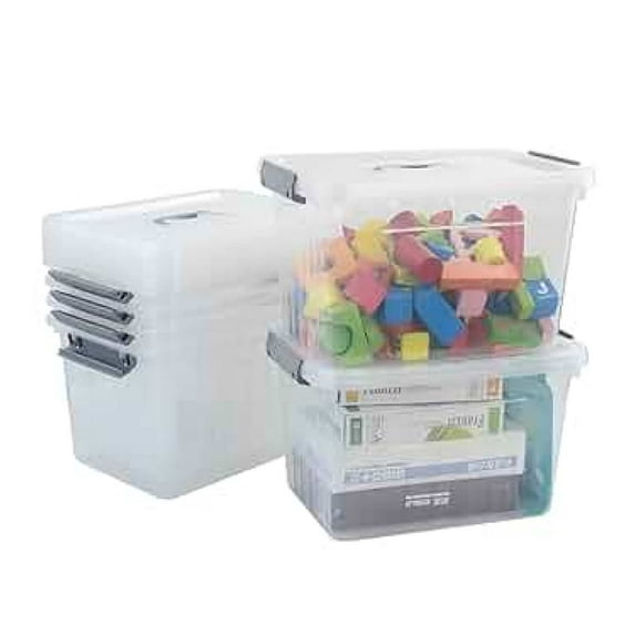 10L Clear Plastic Storage Boxes 6-Pack, Stackable Storage Containers ...