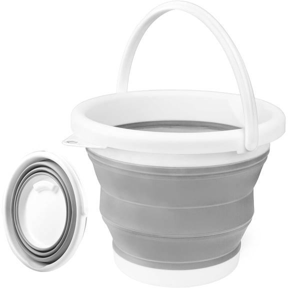 10L Collapsible Bucket with Handle. Portable silicone tub for cleaning, camping, fishing and car washing.