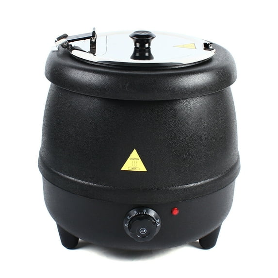 10L Commercial Electric Soup Kettle Warmer Food Warmer, Stainless Steel Black Temperature Adjustable 86-185