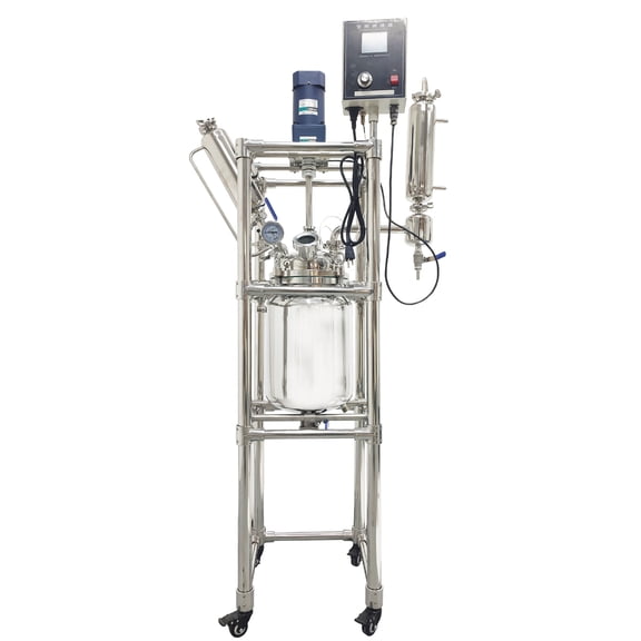 10L Double-Layer Reaction Kettle Glass Jacketed Reactor Lab Reaction Vessel 110V -80-200