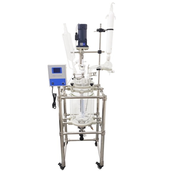 10L Double-layer Glass Reaction Kettle Lab Jacketed Reactor Vessel 110V with Digital Temperature Control