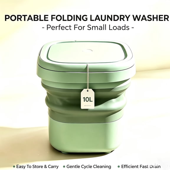 10L Foldable Mini Washer, Lightweight Portable Washing Machine with 3 Modes & Gentle Spin Dry, for Socks Towels Delicates Travel Dorm