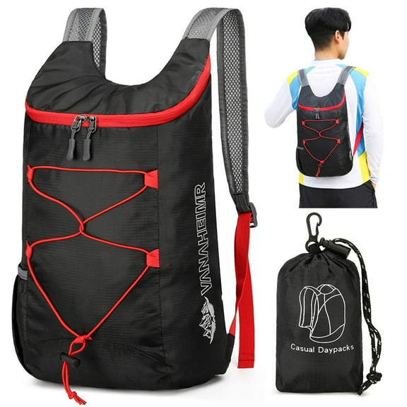 10L Foldable Portable Backpack hiking Daypack Ultralight Splashproof Outdoor Travel Bag(Black)