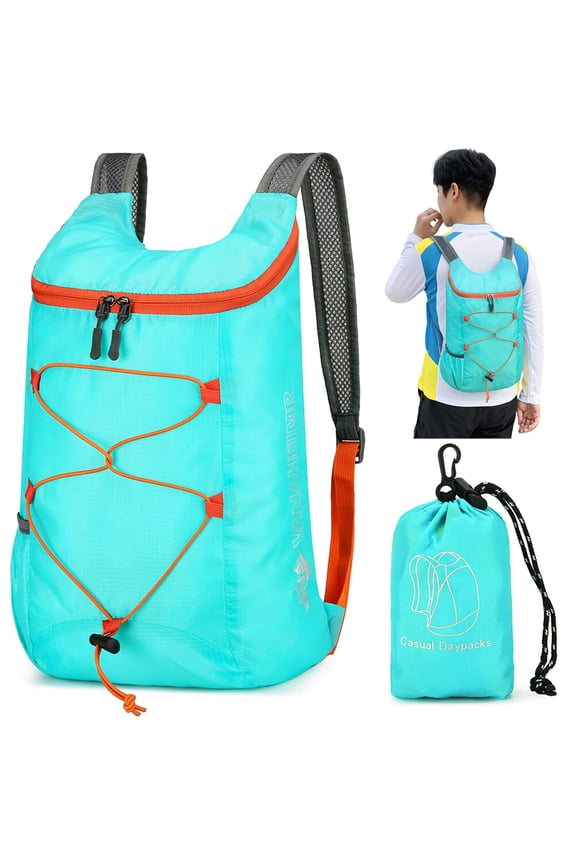 10L Foldable Portable Backpack hiking Daypack Ultralight Splashproof Outdoor Travel Bag(Lake Blue)