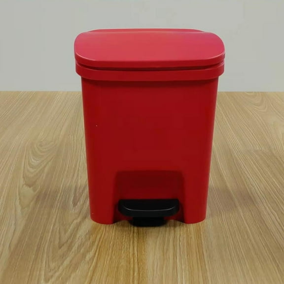 10L Gallon Trash Can Plastic Step On Kitchen Trash Can Red
