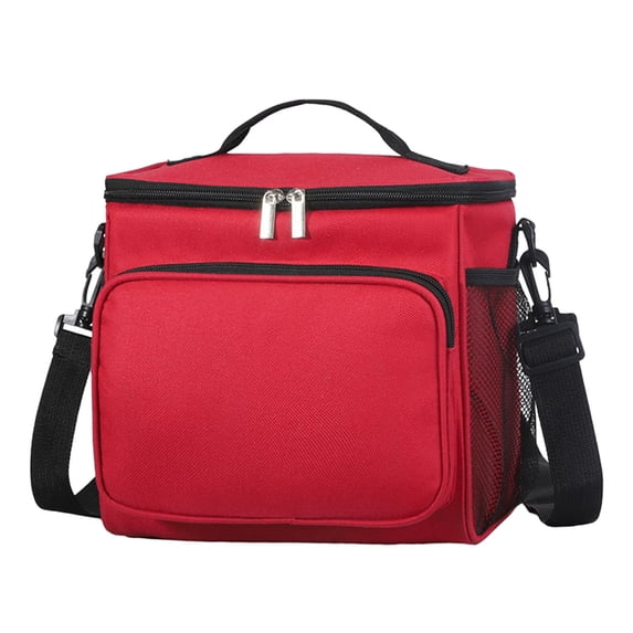 10L Insulated Lunch Bag for Men, Reusable Cooler with Adjustable Shoulder Strap, Adult Lunch Box for Work School Outdoor Picnic Travel,Red - 23.5X18X27cm