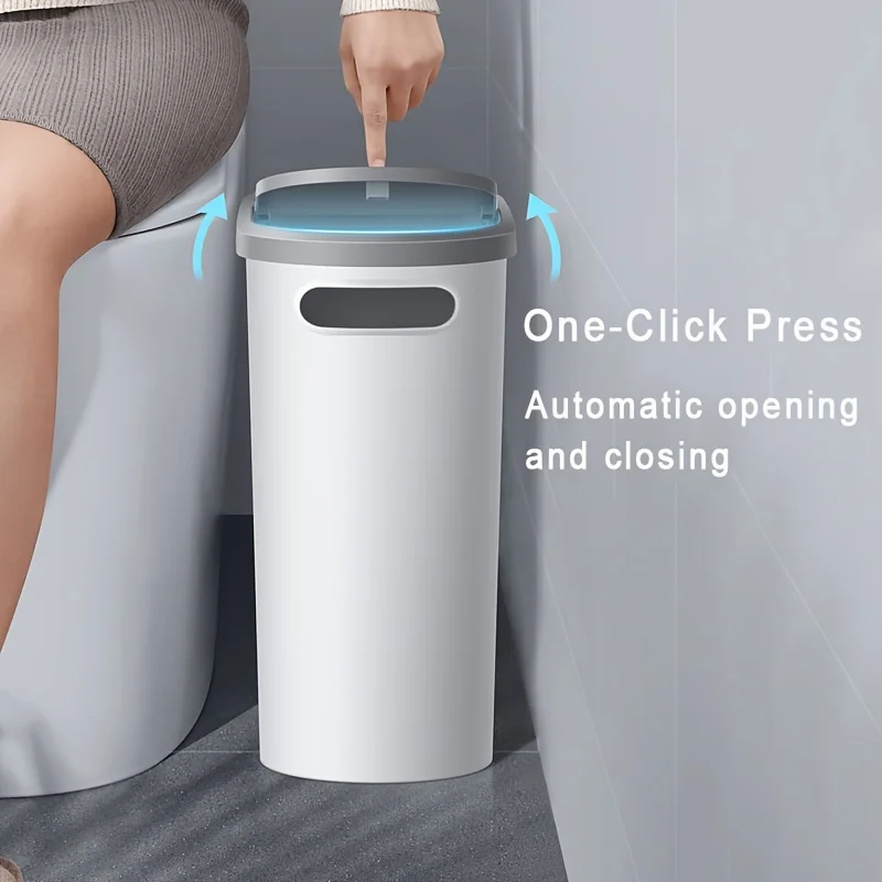 10L Large Capacity Silent Closed Plastic Bathroom Garbage Bin - Space ...