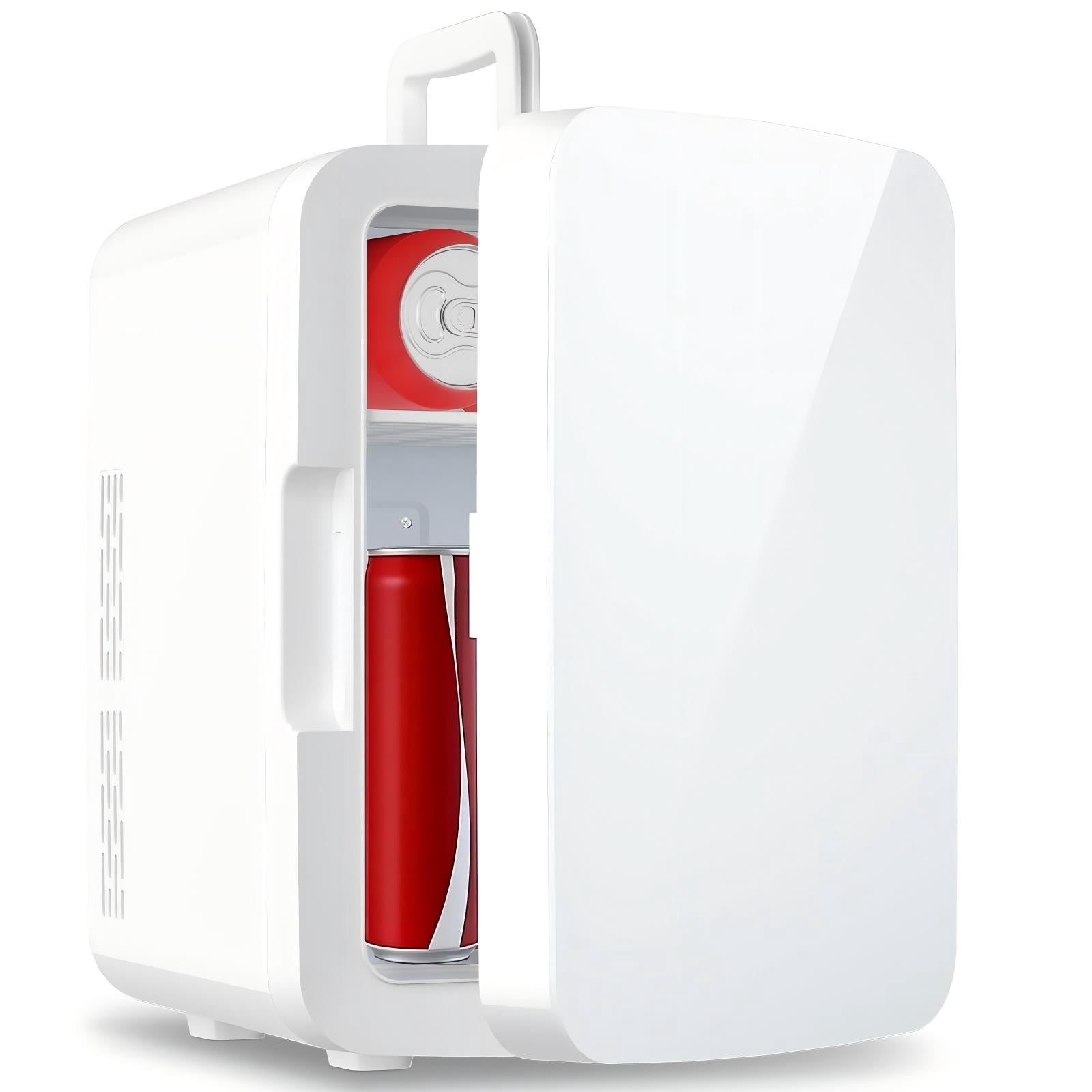 10L Mini Fridge, 10 Liter/15 Cans Mini Fridge for Bedroom, 110V AC/ 12V DC Thermoelectric Cooler and Warmer, Portable Mini Fridge for Skincare, Makeup, Drink, Car, Office, Bedroom, Dorm, White