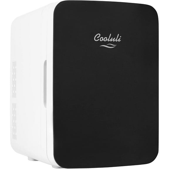 10L Mini Fridge for Bedroom, Car, Office Desk & Dorm - Portable Thermoelectric Cooler & Warmer for Food, Drinks, Skincare - AC/DC Refrigerator with Glass Front, Black