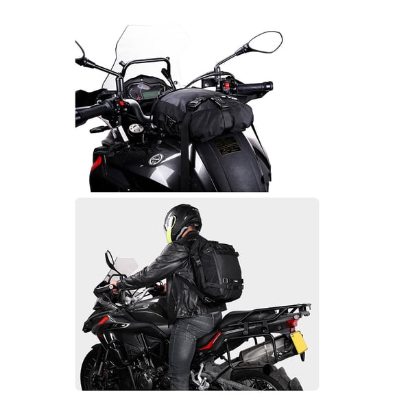 10L Motorcycle Tailbag Rear Seat Pack Backpack Black PVC Waterproof Side Luggage