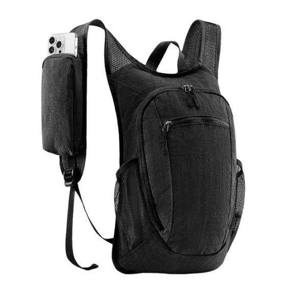 10L Outdoor Foldable Lightweight Packable Back Pack for Men Women Water Resistant Daypack Compact Cycling Knapsack for Outdoor Trail Racing Marathon Hiking Fitness (Black)