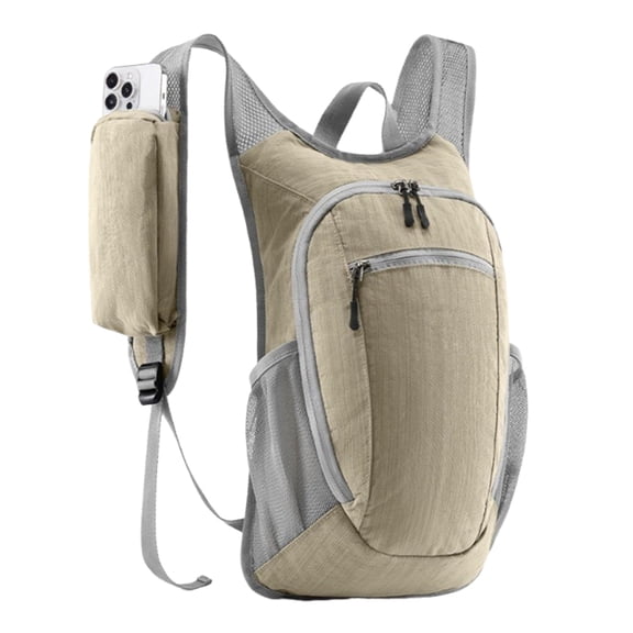 10L Outdoor Foldable Lightweight Packable Back Pack for Men Women Water Resistant Daypack Compact Cycling Knapsack for Outdoor Trail Racing Marathon Hiking Fitness (Beige)