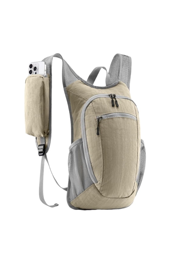 10L Outdoor Foldable Lightweight Packable Back Pack for Men Women Water Resistant Daypack Compact Cycling Knapsack for Outdoor Trail Racing Marathon Hiking Fitness (Beige)