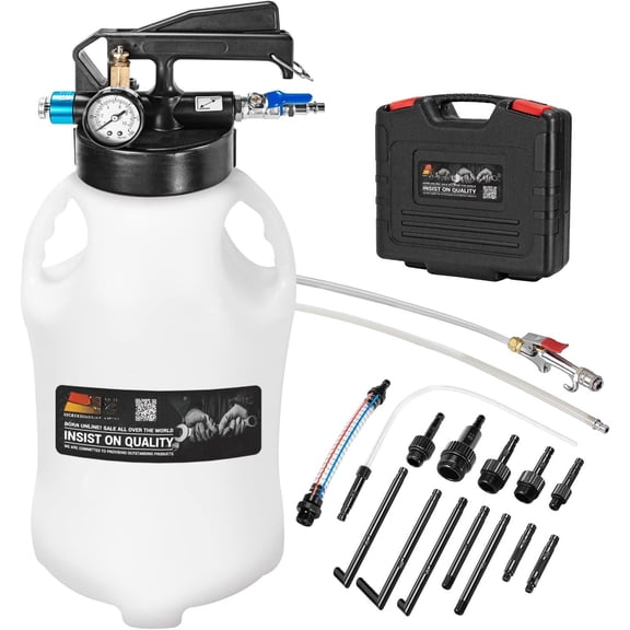 10L Pneumatic Transmission Fluid Pump, Extract & Refill System with 14 Universal Adapters, Heavy-Duty Fluid Evacuator for Clean, Efficient ATF Service, for DIY Owners, Technicians