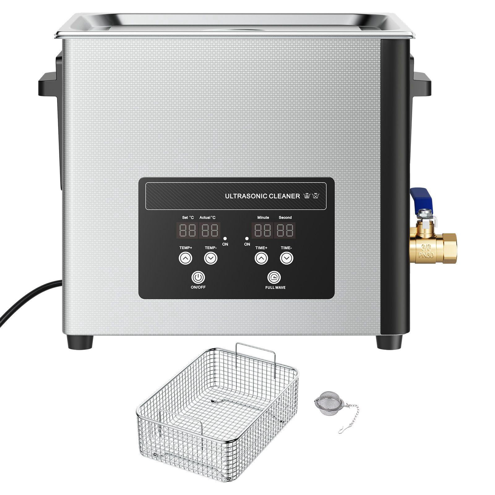 10L Professional Ultrasonic Cleaner Machine 180W 40kHz Stainless Steel with Digital Display and Cleaning Basket for Watches Jewelry Coins Razors