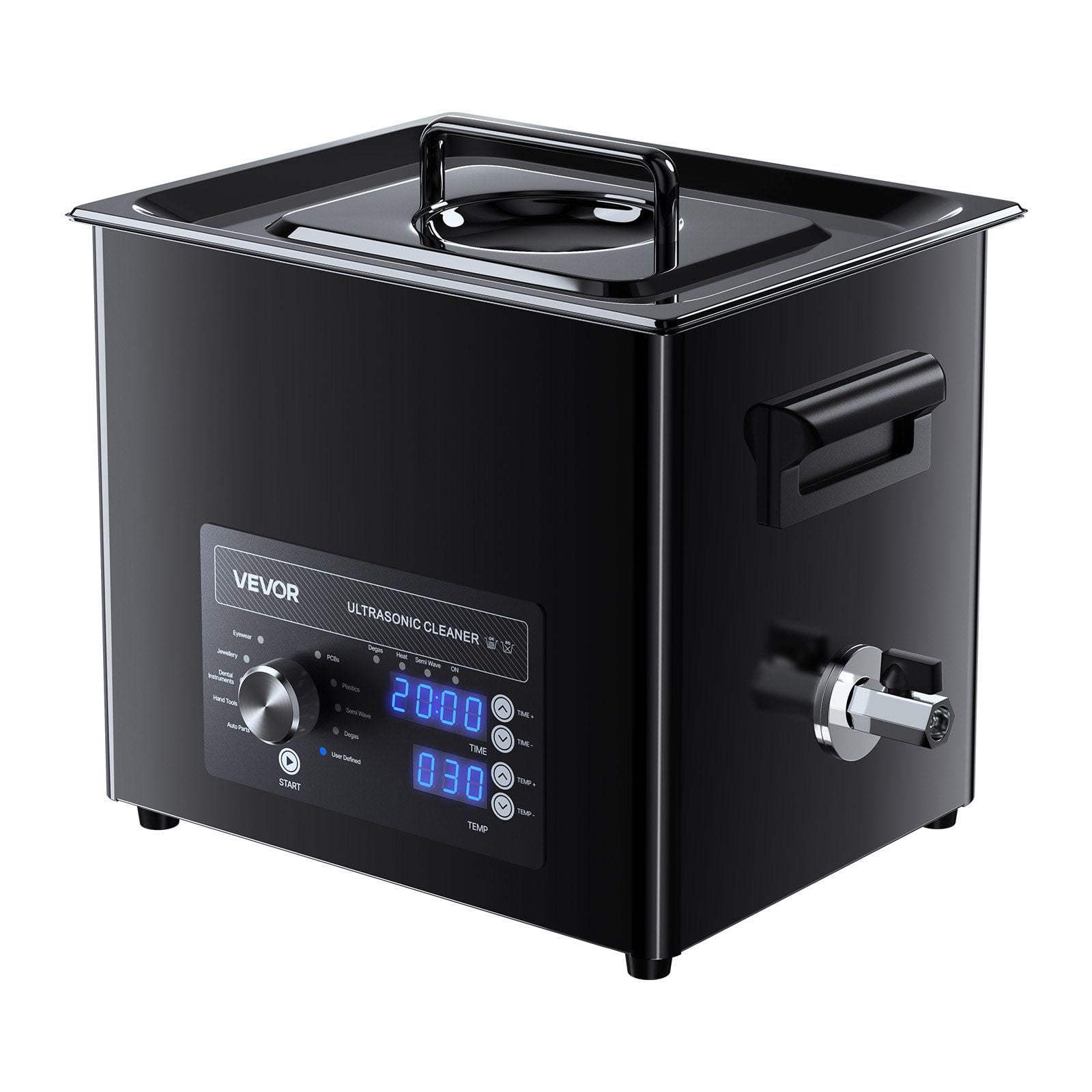 10L Professional Ultrasonic Cleaner Machine with Knob Control Stainless Steel Cleaning Machine with Basket and Cleaning Ball for Watches Razors Jewelry Coins and More