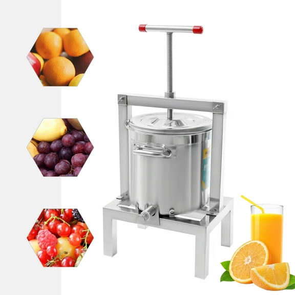 10L Stainless Steel Press Extractor Manual Wine Press Large Pressing Disc for Juice Extraction
