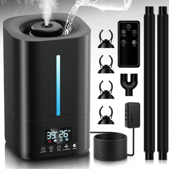 10L Top Fill Cool Mist Humidifier with Remote, Extended Ducts for Whole House Plant Grow Tent Bedroom