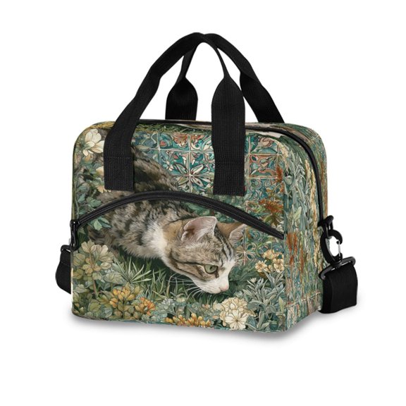 10L Tote Insulated Reusable Lunch Bag With Adjustable Strap A Cat