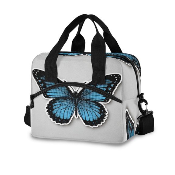 10L Tote Insulated Reusable Lunch Bag With Adjustable Strap Flat Design Butterfly