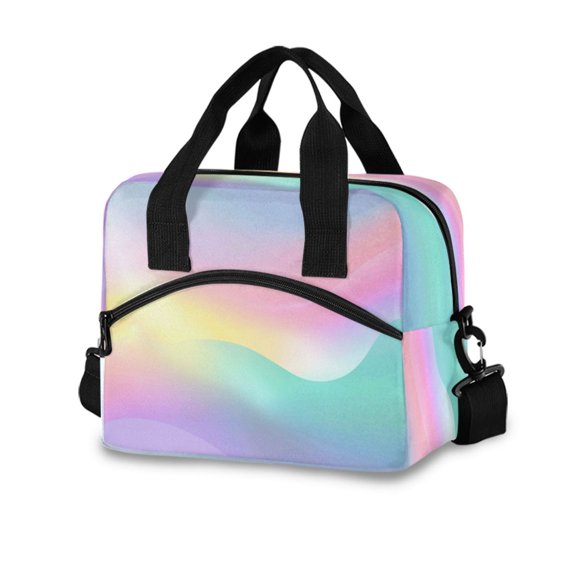 10L Tote Insulated Reusable Lunch Bag With Adjustable Strap Flat Pastel Holo Effect