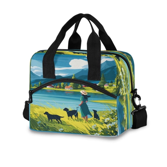 10L Tote Insulated Reusable Lunch Bag With Adjustable Strap Green Grass